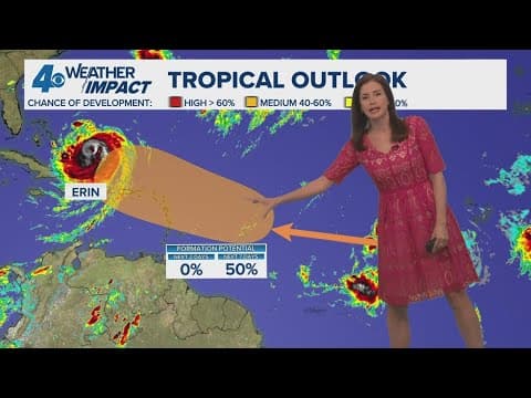 Monday Noon Tropics Update: Tracking new disturbance plus powerful Erin