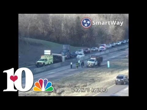Watch crews lift a truck that flipped and blocked traffic in an I-640 construction zone in Knoxville