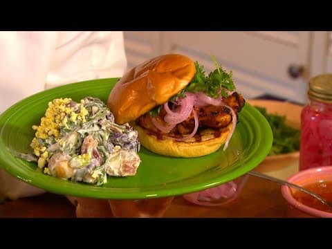 Smoky chicken sandwich with orange glaze