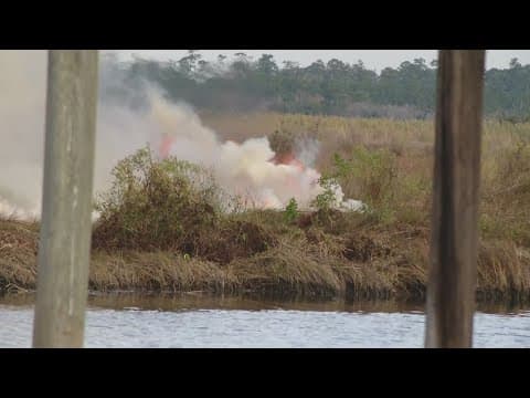 Slidell marsh fire burns along Highway 11