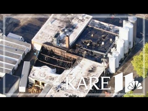 Aerial footage shows Hastings Co-op creamery heavily damaged by fire
