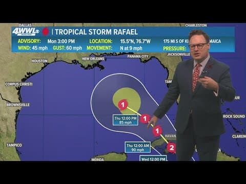 Monday 5PM Tropical Update: Rafael heads to the Gulf of Mexico