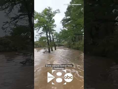 Drone footage captures the high river levels in Central Texas which flooded the region this weekend.