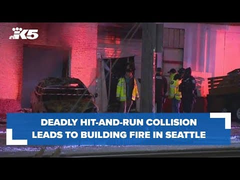 Hit-and-run collison into building causes fire in Seattle