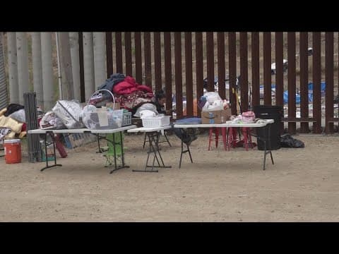 The area at the border once filled with migrants is now vacant