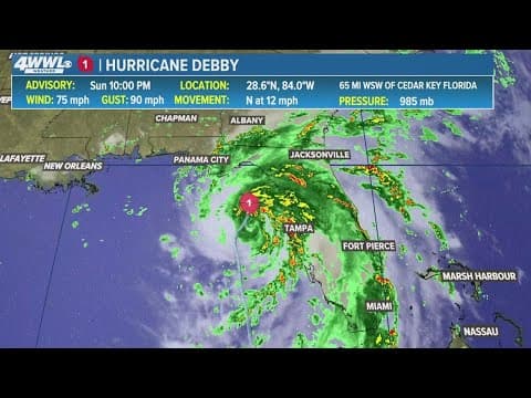 Hurricane Debby heads into Florida on Monday; watching new tropical wave in Atlantic