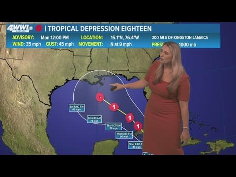 Monday 12 pm Tropical Update: Tropical Depression 18 forms, Louisiana in the cone