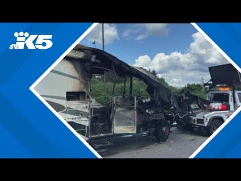 Eastbound I-90 closed for hours after collision causes RV fire in Seattle tunnel