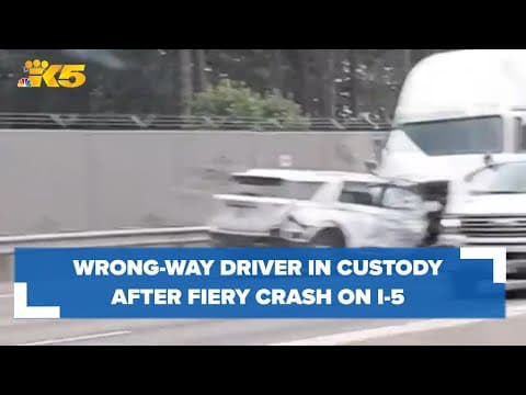 53-year-old Bremerton man in custody after fiery crash on I-5 near JBLM