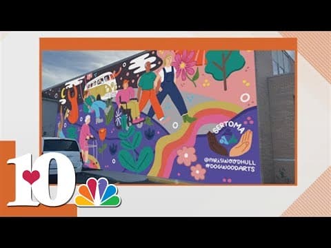 Local artist begins painting mural on Sertoma Center