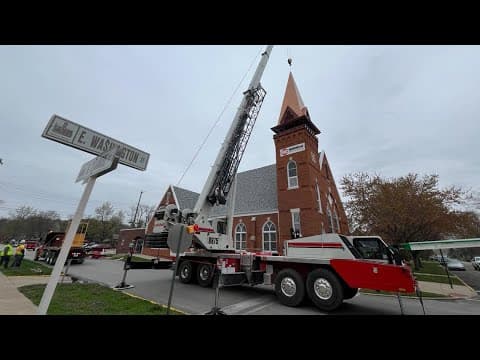 Martinsville church installs new steeple 2 years after tornado rips off original