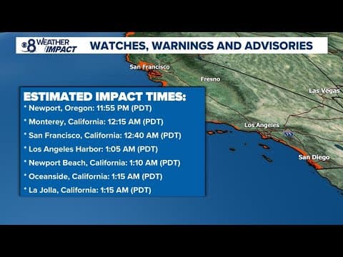 Tsunami Advisory in effect for San Diego coast, temperatures remain near seasonal