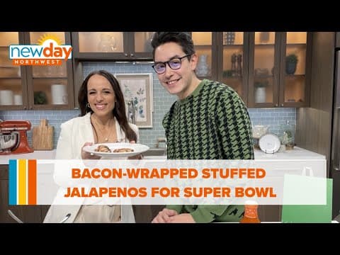 Spicy bacon-wrapped stuffed jalapenos are the perfect appetizer to bring to your Super Bowl party -