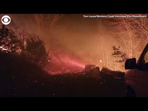 Firefighters battle wildfire in eastern Tennessee