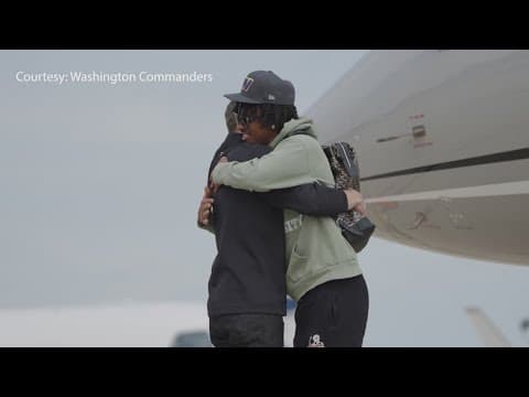 Washington Commanders QB Jayden Daniels arrives in DC