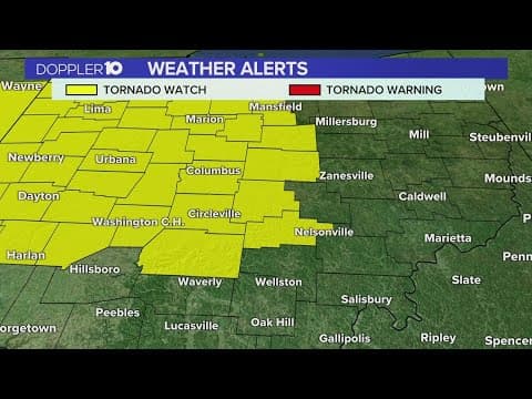 Tornado Watch issued for central Ohio counties until 12AM Friday