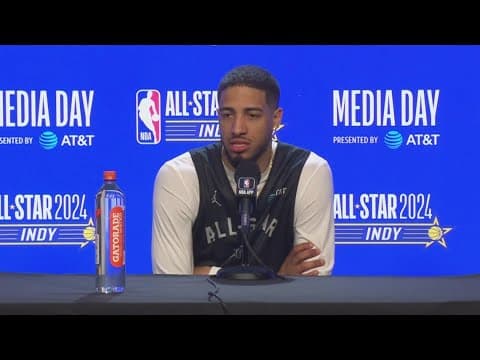 Tyrese Haliburton talks with 13Sports' Dominic Miranda during All-Star Weekend