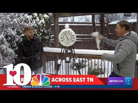 Riley gets into his first snowball fight with John Becker