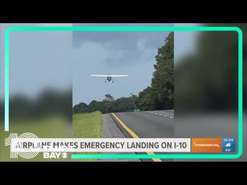 Airplane makes emergency landing on I-10