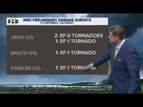 5 tornadoes moved through North Texas over the weekend, NWS confirms