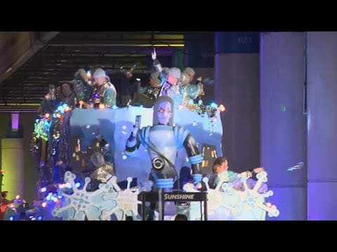 Mr. Freeze-themed float during Krewe of Bacchus