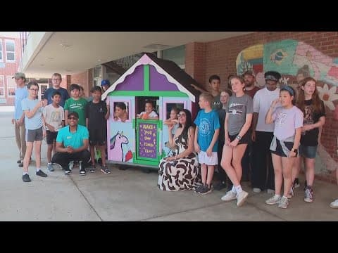 Columbus Academy middle schoolers partner with Habitat for Humanity to build playhouse for family