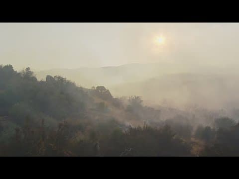 Brush fire burning north of Campo near I-8 explodes to 350 acres