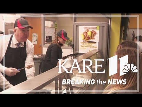 Walz, Flanagan serve meals to highlight free school lunch program