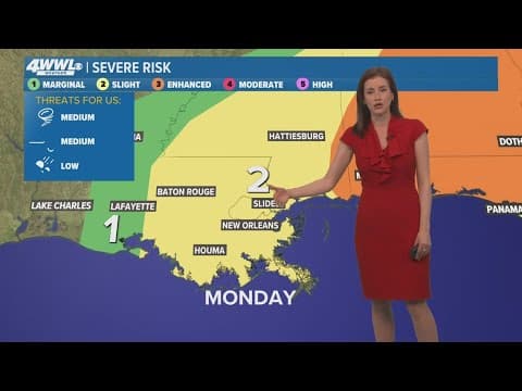 New Orleans Weather 10pm: Strong thunderstorms to sweep through on Monday