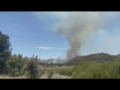 Fire crews battling growing brush fire in Pine Valley near Nobel Canyon