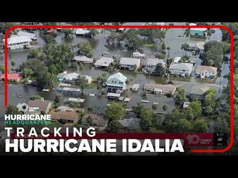 Bird's-eye view of storm surge in Crystal River following Hurricane Idalia