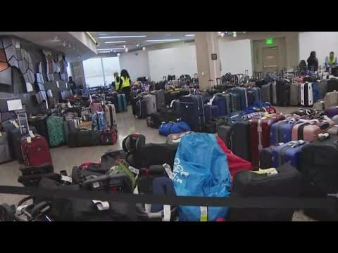 Luggage everywhere! Food court becomes makeshift baggage claim area at San Diego airport