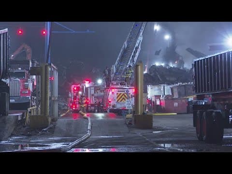 Houston firefighters battle recycling facility fire
