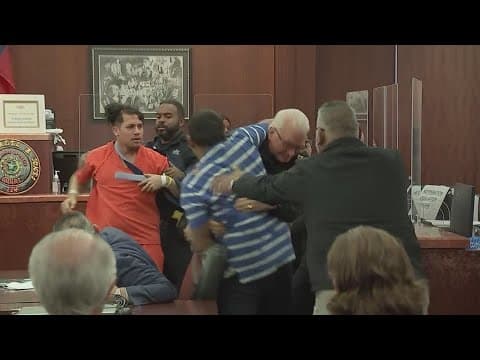 Video: Fight breaks out between families in Houston courtroom after man pleads guilty to murder
