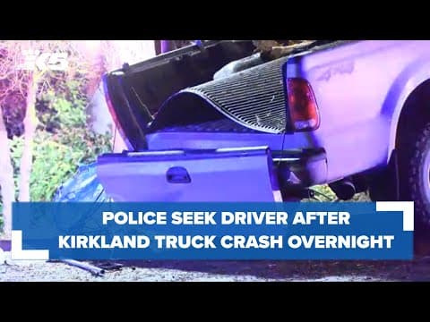 BREAKING: Police looking for driver after truck wrapped around tree