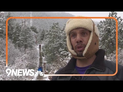 Man shovels all the steps on Manitou Incline