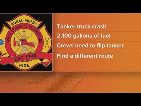 Overturned tanker truck leaks hydraulic fluid into Strawberry Plains creek