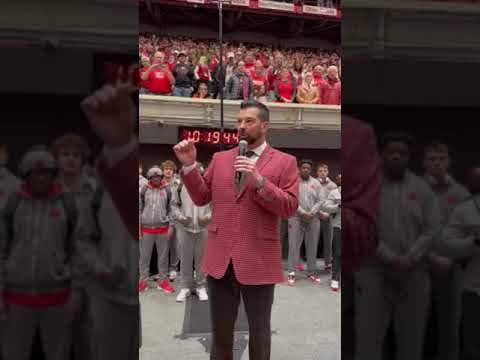 Ohio State head coach Ryan Day speaks at Skull Session before Purdue game #shorts