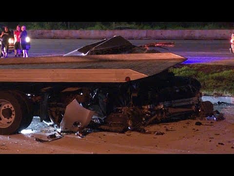 Raw video | Driver dead after slamming into tow truck along the North Freeway