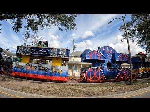 Endymion floats stuck on Orleans Avenue
