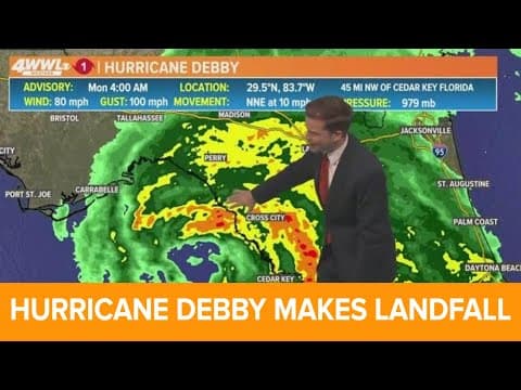 Monday 4am Tropical Update: Hurricane Debby makes landfall in Florida