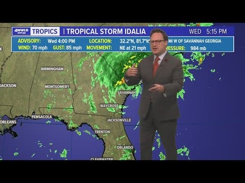 Tropical Update: Idalia inland, expected to move into Atlantic