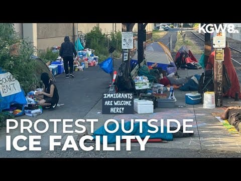 Group protesting raids, deportations gathers outside Portland ICE facility