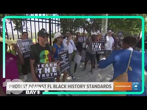 Protesters march through Miami to object to Florida's Black history teaching standards