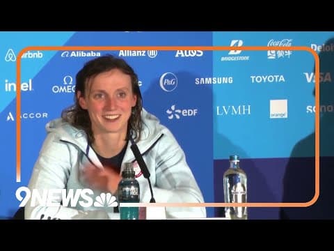 Katie Ledecky Talks To Media After Winning 9th Gold Medal