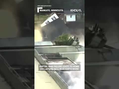 Minnesota house collapses after partial dam failure #shorts
