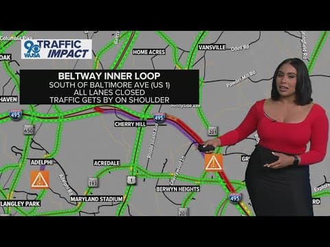 Beltway inner loop crash causing delays in Prince George's County