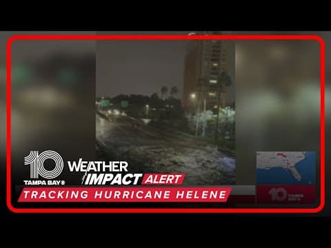 Storm surge near Tampa General Hospital during Hurricane Helene