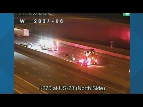 Man hospitalized after crash involving semi on I-270 in north Columbus