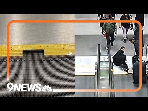 RAW: Pilot’s foot gets stuck in moving walkway at Denver airport